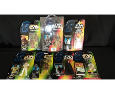 STAR WARS - A COLLECTION OF SEVEN KENNER "POWER OF THE FORCE" FIGURES including Han Solo in Hoth gear and Luke Skywalker with