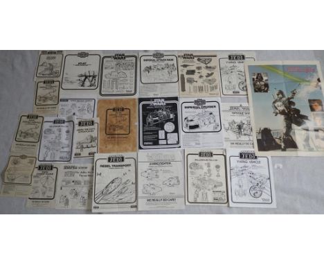 STAR WARS - A COLLECTION OF TWENTY THREE VARIOUS INSTRUCTION LEAFLETS including Return of the Jedi one-man sail skif leaflet 
