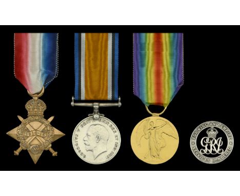Pair: Private F. Richardson, Manchester Regiment, who was discharged on account of wounds in October 1917  1914-15 Star (1268