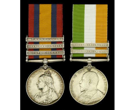 Pair: Private H. Miller, Oxfordshire Light Infantry  Queen’s South Africa 1899-1902, 3 clasps, Cape Colony, Orange Free State