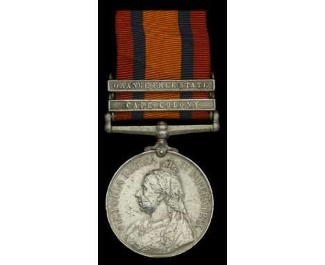 Queen’s South Africa 1899-1902, 2 clasps, Cape Colony, Orange Free State (4427 Pte. A. Huckins. 1/Oxfd. L.I.) engraved naming