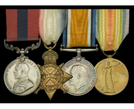 A Great War ‘Western Front’ D.C.M. group of four awarded to Private W. C. Crosby, Royal Army Service Corps  Distinguished Con