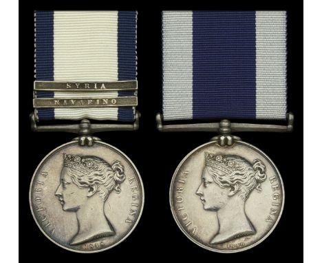 Pair: Captain’s Coxswain George Stevens, Royal Navy  Naval General Service 1793-1840, 2 clasps, Navarino, Syria (Geo. Stevens