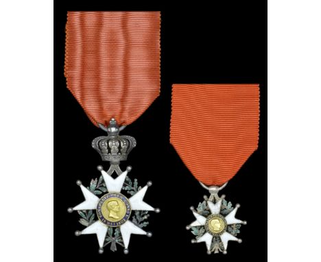 France, Second Republic, Legion of Honour (2), Knight’s breast badge, 56mm including crown suspension x 39mm, silver, gold ce