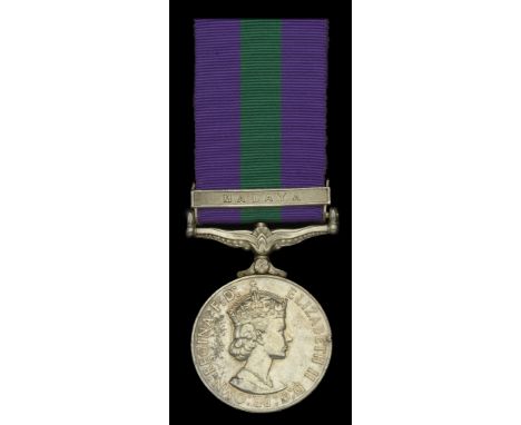 General Service 1918-62, 1 clasp, Malaya, E.II.R. (23528635 Tpr. R. Nicholls. 13th/18th H.) edge bruising, very fine £60-£80 