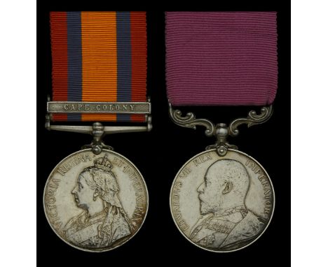 Pair: Private R. Johnston, 18th Hussars  Queen’s South Africa 1899-1902, 1 clasp, Cape Colony (3633. Pte. R. Johnson [sic] 18