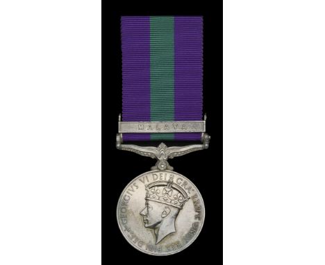 General Service 1918-62, 1 clasp, Malaya, G.VI.R. (22352031 Cpl. J. Rogers. Worc. R.) a slightly later issue struck on a thin