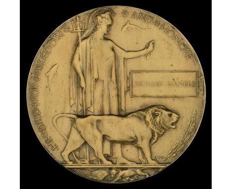 The Memorial Plaque to Sapper R. Daniels, Australian Tunnelling Corps, who was killed in action on the Ypres Salient on 27 No