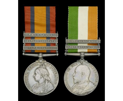 Pair: Private C. Taylor, Oxfordshire Light Infantry  Queen’s South Africa 1899-1902, 3 clasps, Cape Colony, Orange Free State