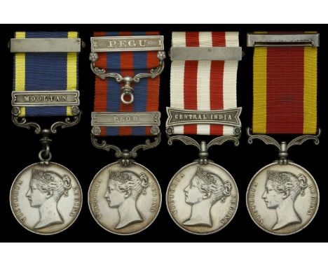 Four: Lieutenant W. H. M. H. Davies, Indian Navy  Punjab 1848-49, 1 clasp, Mooltan (Actg. Master, W. H. Davies, Ind. Flot.) f