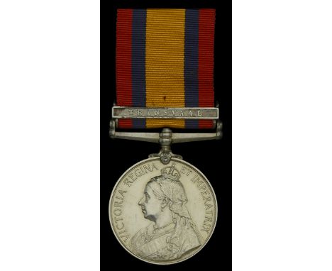 Queen’s South Africa 1899-1902, 1 clasp, Transvaal (3123. Pte. W. Grant. 13/Hussars.) engraved naming, light scratch to obver