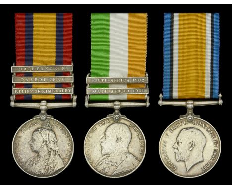 Three: Sergeant J. G. Muddle, Oxfordshire and Buckinghamshire Light Infantry  Queen’s South Africa 1899-1902, 3 clasps, Relie