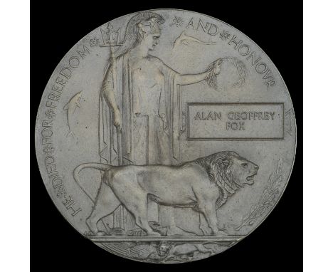 The Memorial Plaque to Captain A. G. Fox, Royal Flying Corps, who was killed in action on the Western Front on 9 May 1915  Me