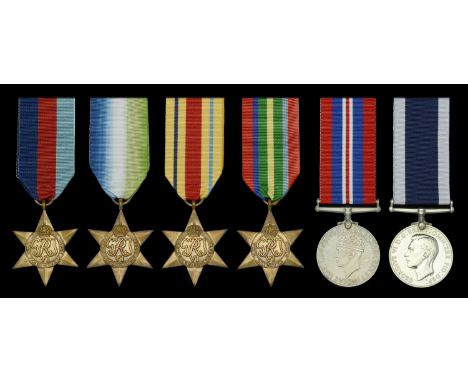 Six: Electrical Artificer First Class J. S. Ferrigan, Royal Navy  1939-45 Star; Atlantic Star; Africa Star; Pacific Star; War