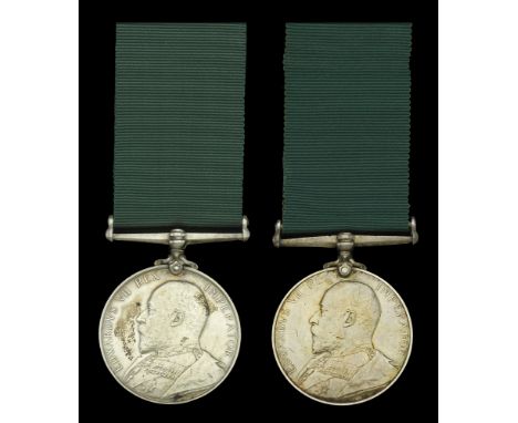 Volunteer Force Long Service Medal, E.VII.R. (2) (3634 Pte. W. Bunting. 2nd V.B. Oxford L.I.; 2512 Pte. A. Chaundy. 2/V.B. Ox