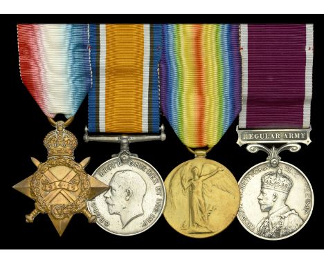Four: Colour Sergeant H. Aitken, Royal Scots Fusiliers  1914-15 Star (12584 Pte. H. Aitken, R. Sc. Fus.); British War and Vic