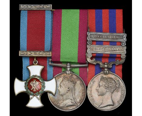 A fine ‘Hazara 1891’ D.S.O. group of three awarded to Colonel J. Keith, Royal Artillery, who was twice mentioned in despatche