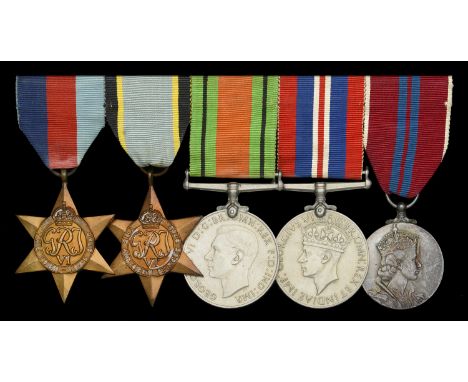 Five: Attributed to Flying Officer J. Hawden, Royal Air Force  1939-45 Star; Air Crew Europe Star; Defence and War Medals 193
