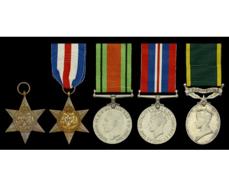 Five: Private R. Porteous, Army Catering Corps, who died on service in Germany in August 1945  1939-45 Star; France and Germa