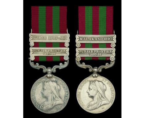 India General Service 1895-1902 (2), 2 clasps, Punjab Frontier 1897-98, Tirah 1897-98 (1106 Sepoy Dasaunda Singh Nabha I.S. I