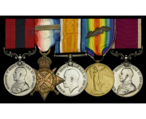 A Great War ‘Second Battle of Ypres’ 1915 D.C.M. group of five awarded to Warrant Officer Class 1 D. Barber, Royal Army Servi