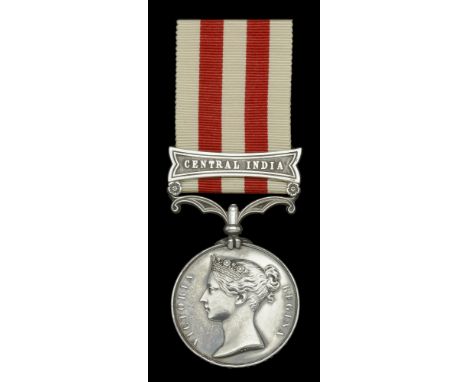 Indian Mutiny 1857-59, 1 clasp, Central India (T, R, Adams, 12th. Lancers) minor edge nicks, extremely fine £280-£320  ---  T
