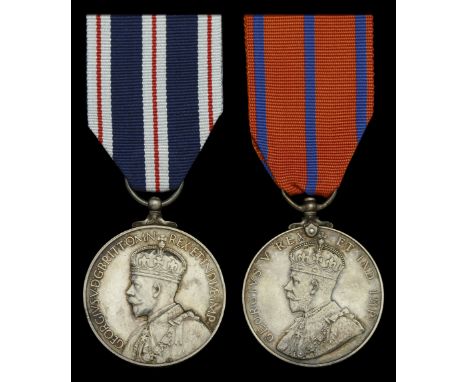 A Gallantry reverse K.P.M. pair awarded to Police Constable Thomas Haynes, Metropolitan Police, for saving a woman from the p