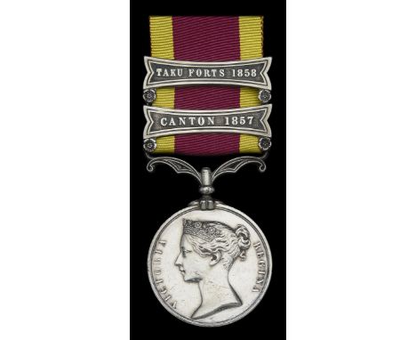 China 1857-60, 2 clasps, Canton 1857, Taku Forts 1858, unnamed as issued, edge nicks and light contact marks, very fine £200-