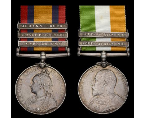 Pair: Private G. Weston, Oxfordshire Light Infantry  Queen’s South Africa 1899-1902, 3 clasps, Cape Colony, Orange Free State