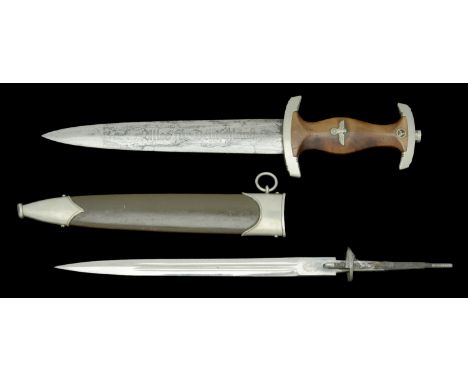 A German Second World War SA Man’s Dagger. Poor blade but with rare maker of Chronolit, full length blade, unsharpened, good 