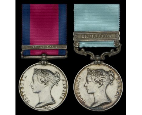 A fine M.G.S and Army of India pair awarded to Private William Anderson, 11th Light Dragoons, who also served at Waterloo  Mi