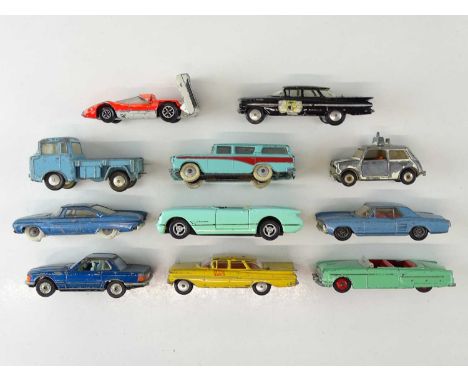 A group of playworn diecast cars by CORGI, DINKY and others - F unboxed (11)