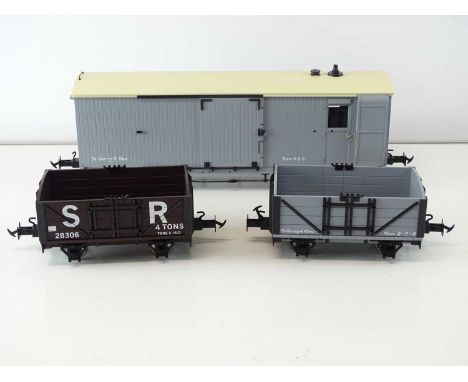 A group of ACCUCRAFT / BMS G Scale Linton and Barnstaple wagons in L&amp;B grey and SR brown liveries - VG/E in G/VG boxes (3