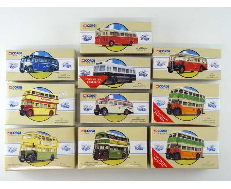 A group of CORGI CLASSICS 1:50 scale diecast bus models in various liveries - E in VG boxes (10)