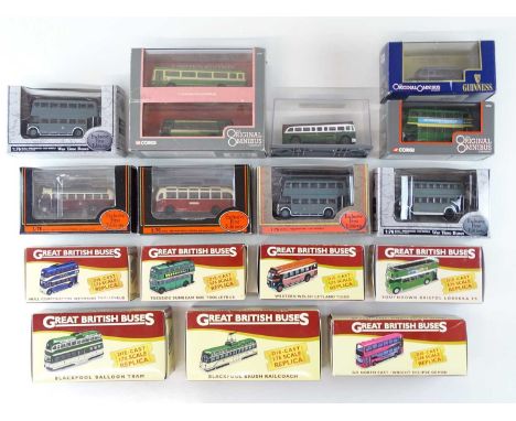 A quantity of 1:76 Scale buses, trolley buses and trams - EFE, OOC and GREAT BRITISH BUSES - VG in G/VG boxes (15)