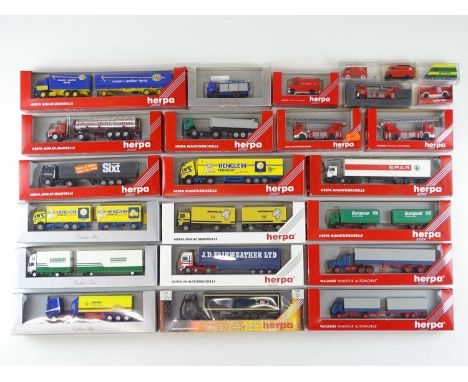 A group of HO scale lorries and vans by HERPA and others, appear as new, ex-shop stock - VG/E in VG boxes (24)