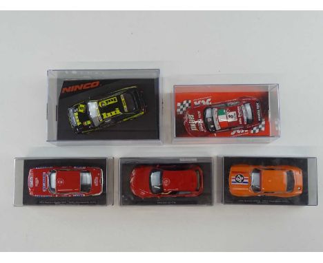 A group of 1:32 scale slot racing cars by NINCO, FLY and SCX - VG/E in G/VG boxes (5)