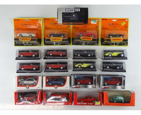 A large quantity of 1:43 scale diecast vehicles - mostly Alfa Romeos -  by NEW-RAY, NOREV, OPENTOP COLLECTIONS and others - G