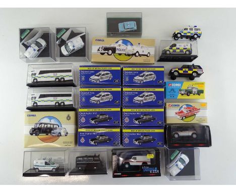 A quantity of mixed diecast police vehicles by CORGI, ATLAS and others - G/VG in G/VG boxes (where boxed - 2 unboxed) (25)