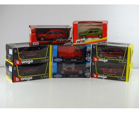 A group of 1:24 scale mixed diecast models by BBURAGO, POLISTIL, WELLY and MOTOR MAX - G/VG in G/VG boxes (8)