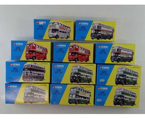 A group of CORGI CLASSICS 1:50 scale diecast bus models in various liveries - E in VG boxes (11)