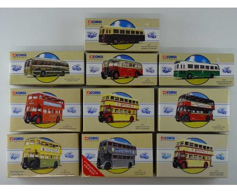 A group of CORGI CLASSICS 1:50 scale diecast bus models in various liveries - E in VG boxes (10)