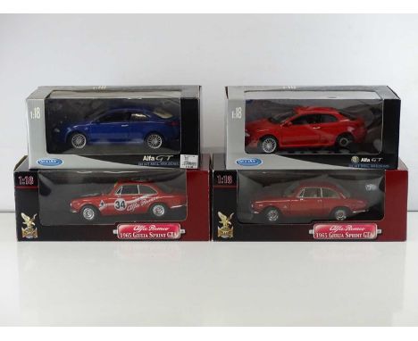 A group of 1:18 scale Alfa Romeo models by WELLY and ROAD SIGNATURE - G/VG in G/VG boxes (4)