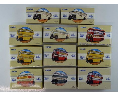 A group of CORGI CLASSICS 1:50 scale diecast bus models in various liveries - E in VG boxes (11)