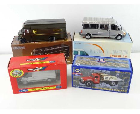 A group of four 1:24 and 1:32 scale diecast vans by BRITAINS, ACTION and others - G/VG in G/VG boxes (4)