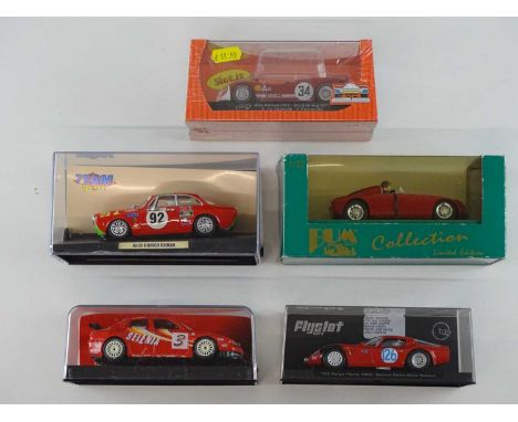 A quantity of 1:32 scale slot racing Alfa Romeos by FLYSLOT, SLOT.IT and others - VG/E in G/VG boxes (5)