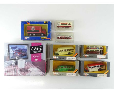 A group of diecast lorries and buses, mostly 1:50 scale CORGI - G/VG in G/VG boxes (8)