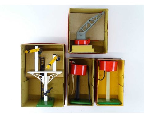 A group of boxed HORNBY O Gauge accessories to include a platform crane, junction signal and water tower, together with a sim