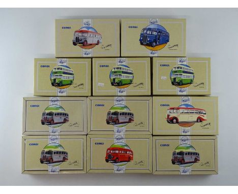 A group of CORGI CLASSICS 1:50 scale diecast bus models in various liveries - E in VG boxes (11)