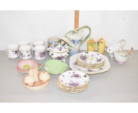 Quantity of Hammersley Victorian Violet pattern tea wares together with a Franz teapot, a Carlton ware mushroom cruet and oth